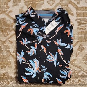 Sun + Stone Black and Blue Tropical Men's Shirt